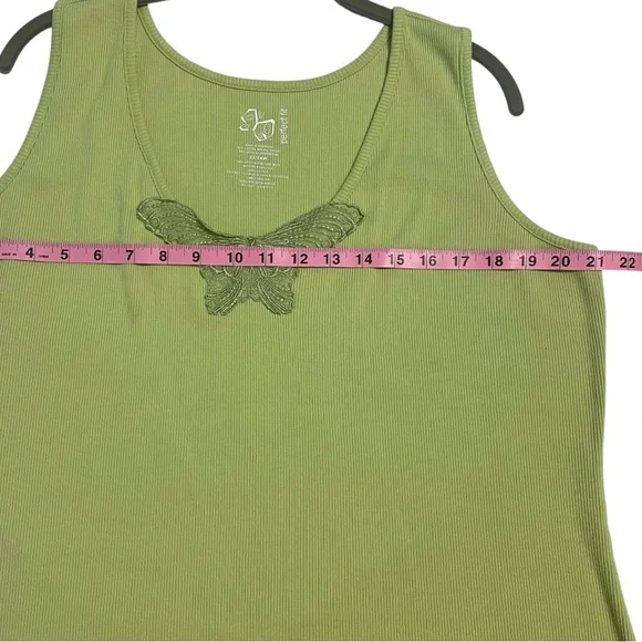 Fashion Bug Light Olive Green Tank Top with Butterfly Accent - Picture 5 of 6